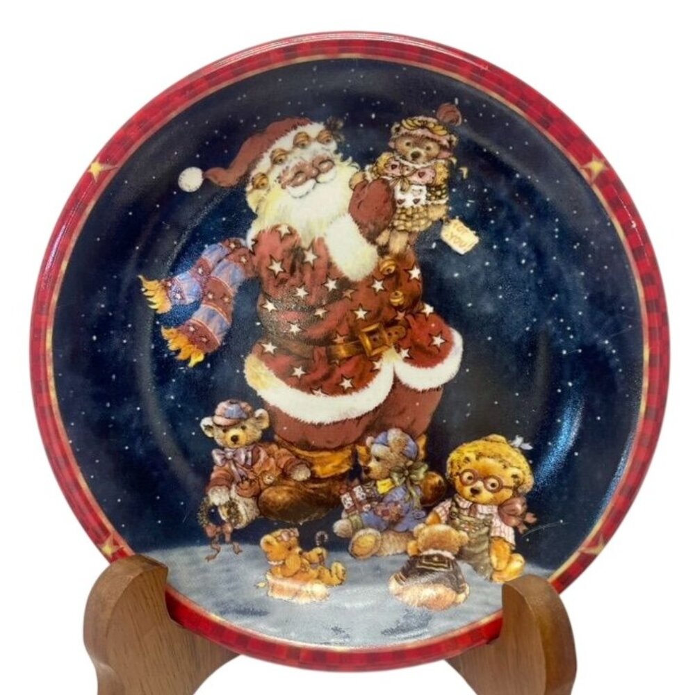 Today’s Living Christmas Santa Dessert Plates Set of 4 8” Ceramic Teddy Bear - Picture 2 of 5